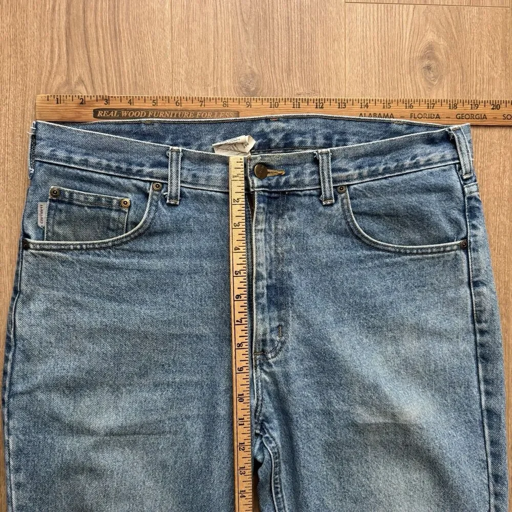 Vintage Carhartt B18 STW Jeans 35x30 Traditional Fit Blue Denim Workwear